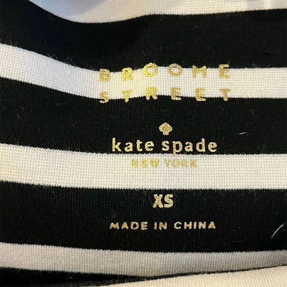 Kate Spade XS Black Striped Knit Dress 3/4 Sleeve Knee Length Casual - Picture 3 of 7